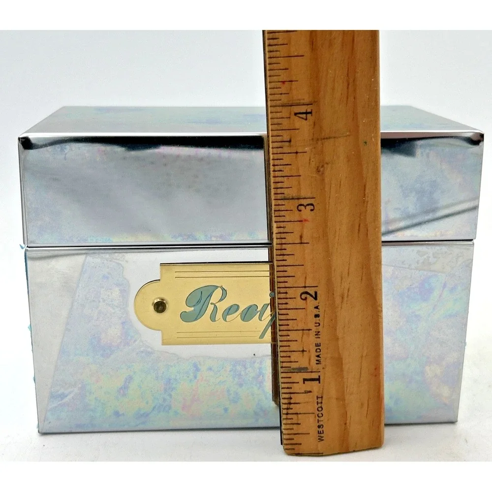 VTG Decorative All Metal Recipe Box Cheinco In Box NOS 5 1/8L X 2 7/8W X 3 5/8 H